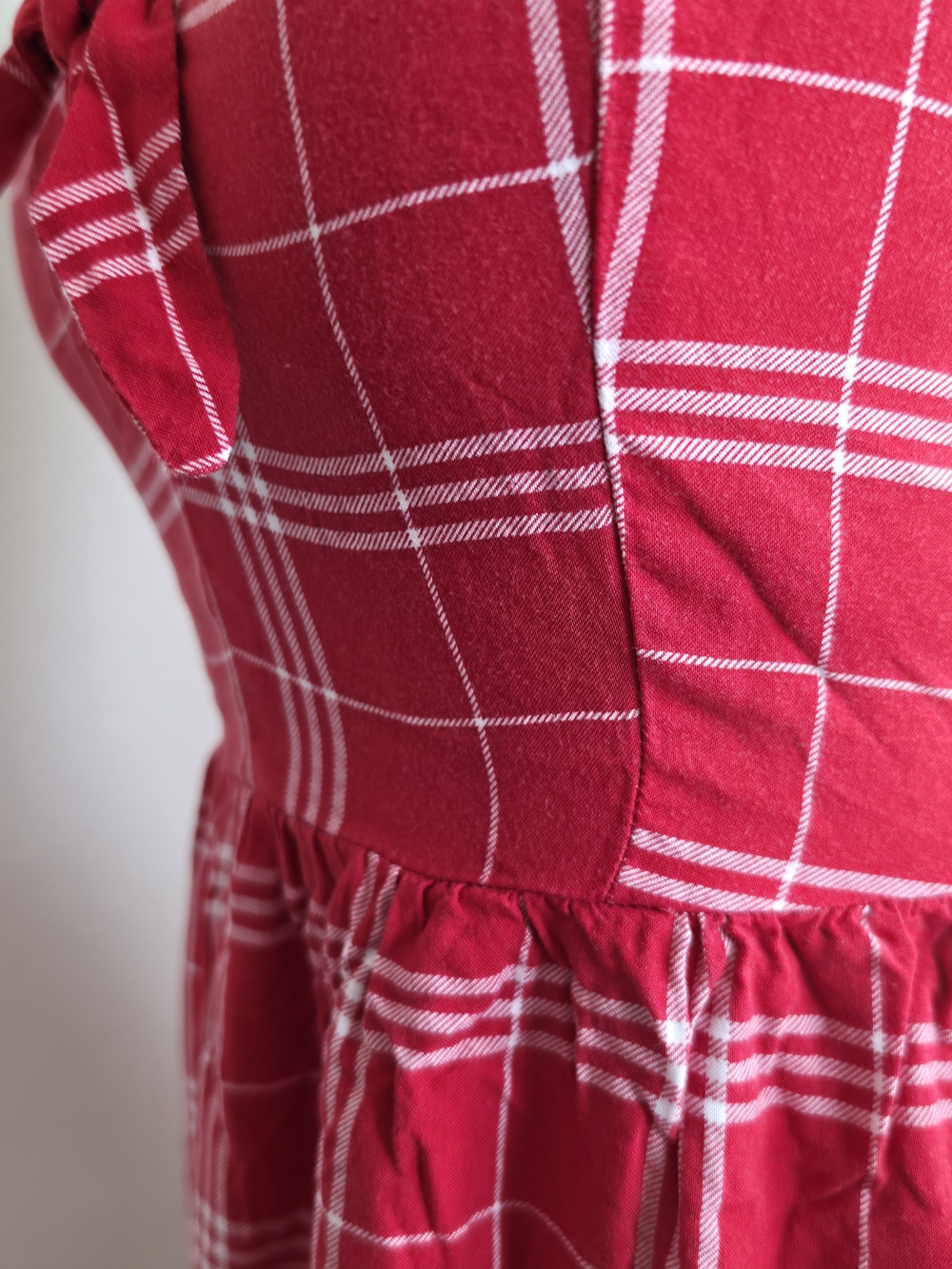 Red Plaid Tie-Front Sundress - Picture 3 of 11